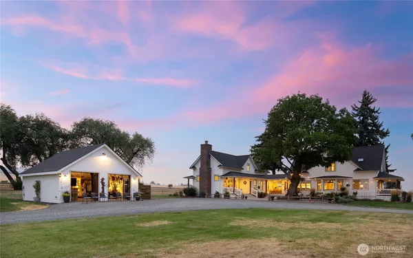 a view of a town with big houses