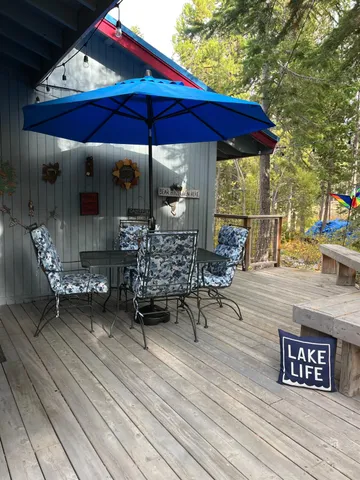 an outdoor space with seating