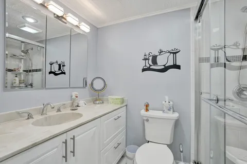 a bathroom with a shower