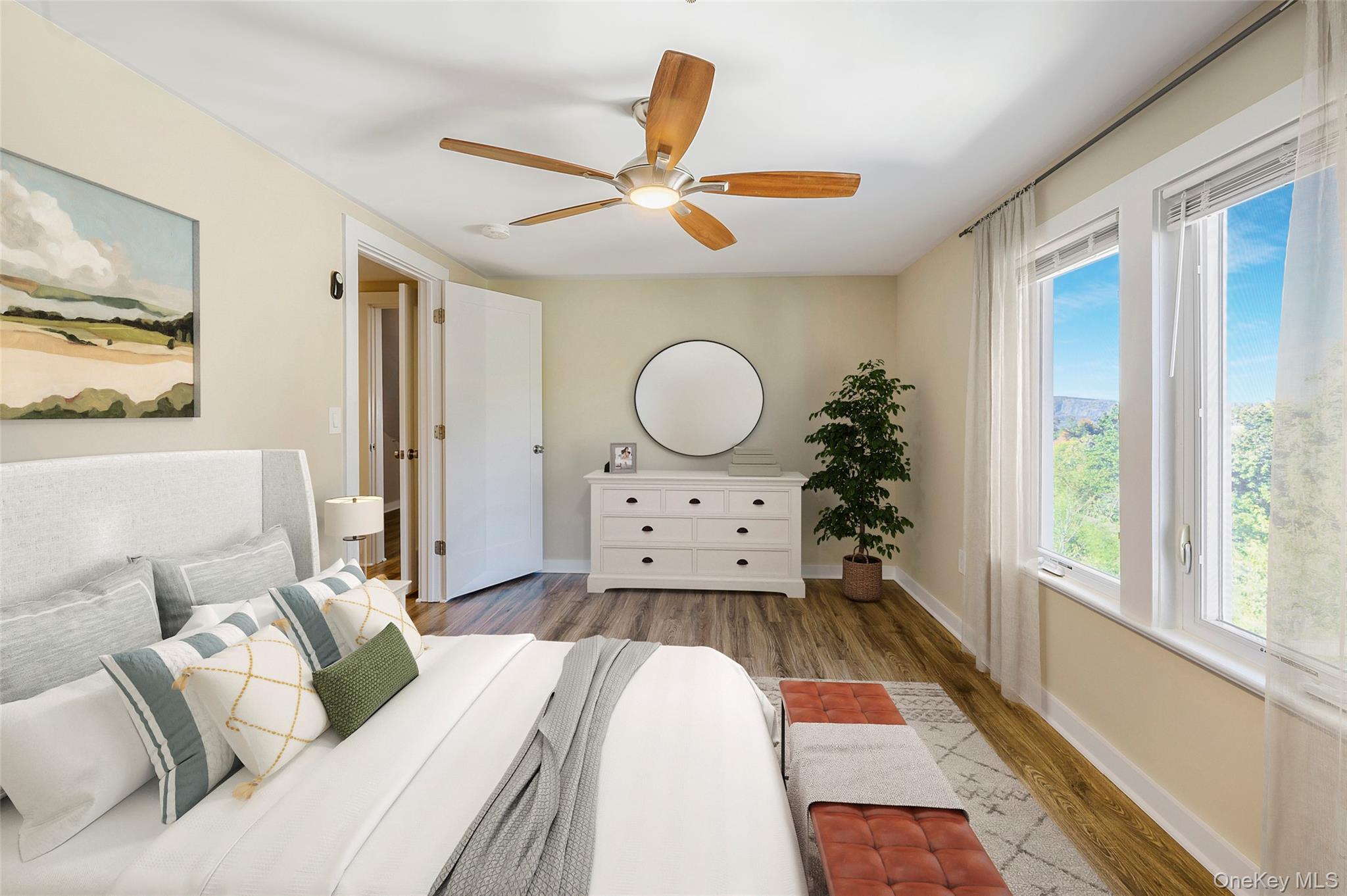 9 Todd Place, Unit 2ND FL RIGHT SIDE Ossining, NY 10562 - Photo 16 of 20 Virtually staged Bedroom featuring wood finished floors and ceiling fan