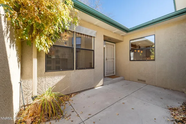 a view of a door and an outdoor space
