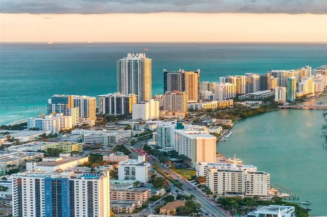 a view of a city with ocean