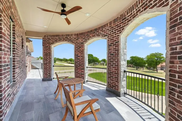 a view of a porch with furniture
