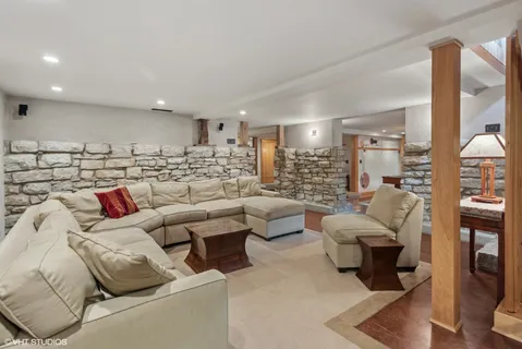 a living room with furniture