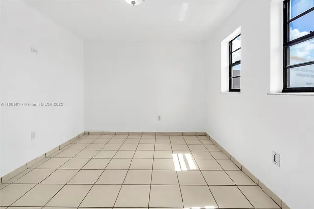 a view of a black and white floor