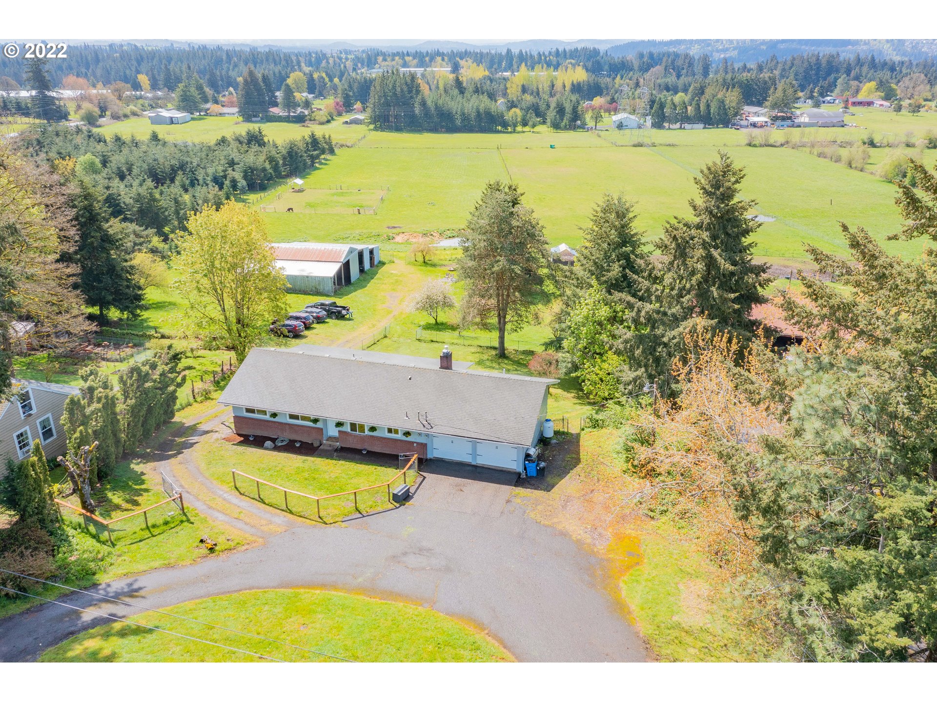 26415 Northeast Brunner Road Camas, WA 98607 - Photo 30 of 32 an aerial view of residential houses with outdoor space and swimming pool