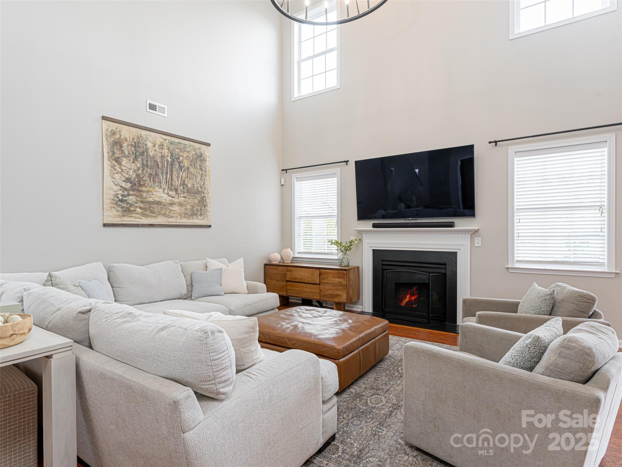 289 Roanoke Road Fletcher, NC 28732 - Photo 9 of 39 a living room with furniture a flat screen tv and a fireplace