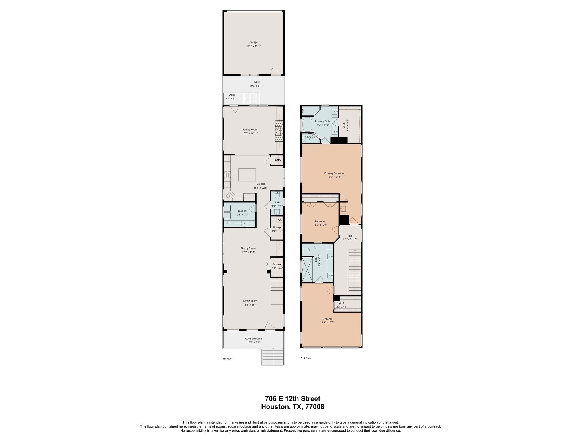 706 East 12th Street Houston, TX 77008 - Photo 34 of 34 a picture of a floor plan