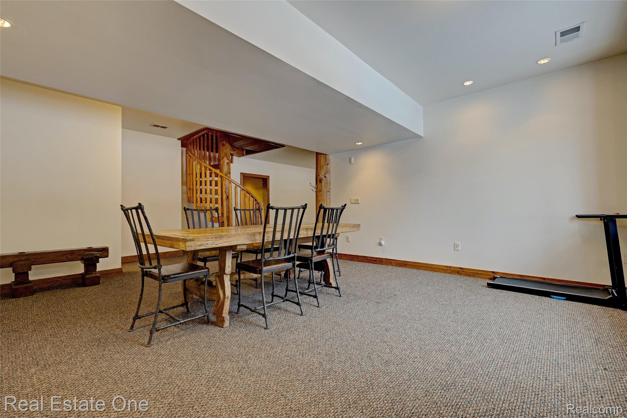 4340 Lahring Road Holly, MI 48442 - Photo 51 of 89 Carpeted dining room with recessed lighting and stairs