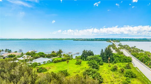 a view of a lake with a city