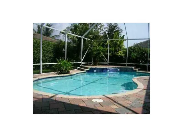 a view of a park with large trees