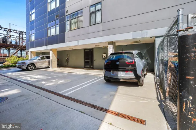a car parked in front of a building