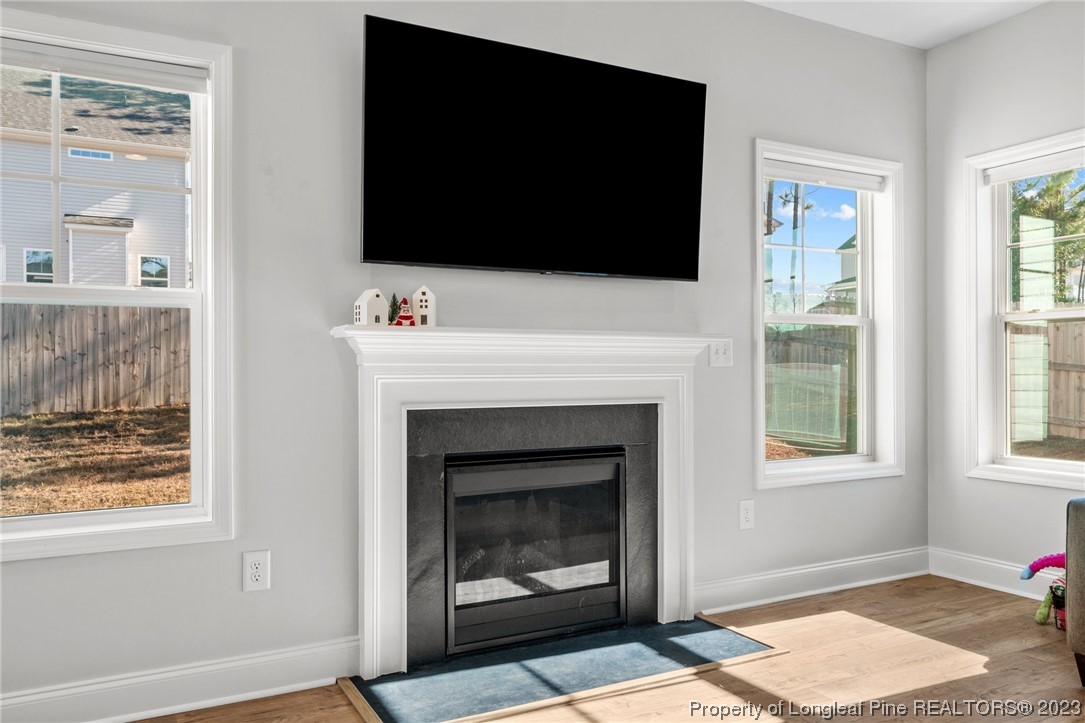 162 Old Montague Way Cameron, NC 28326 - Photo 3 of 16 a living room with a fireplace and a flat screen tv