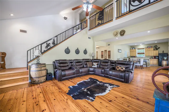 a living room with furniture