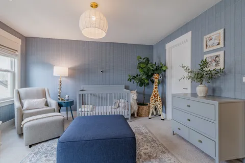 a bedroom with furniture and a bed