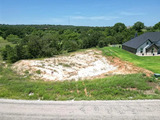 a view of a yard with a tree