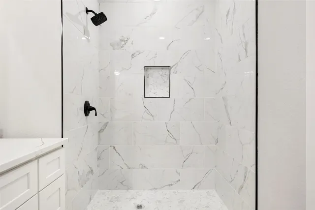 a bathroom with a shower