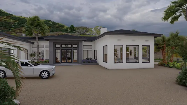 a car parked in front of house