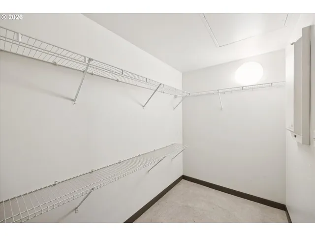 a view of a room with racks on the wall