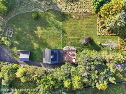 an aerial view of a house