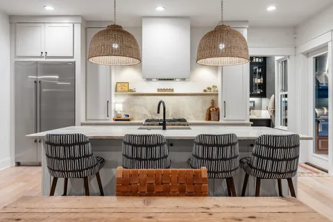 a building outdoor space with patio furniture