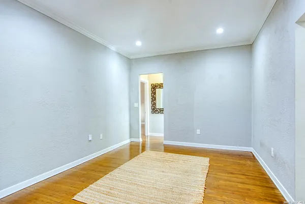 a view of kitchen with wooden floor