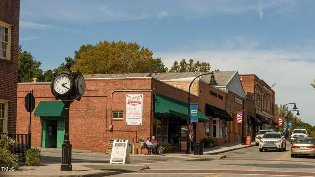 a view of a building and a street