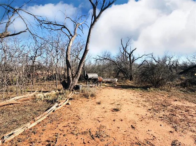 a view of a yard covered in snow