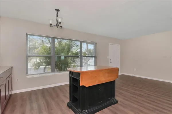 a room with table and window