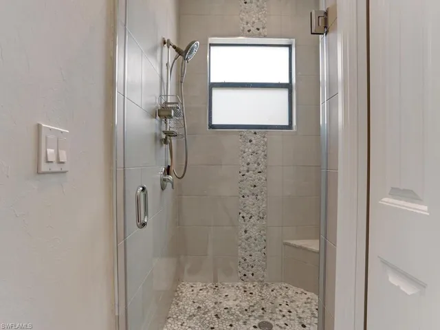 a bathroom with a shower