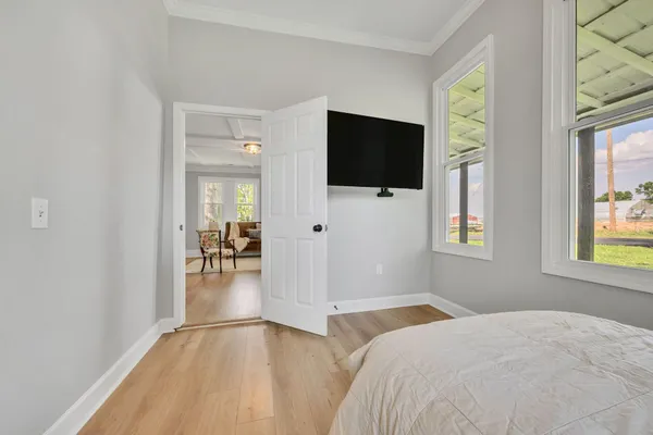 a view of a livingroom with a flat screen tv
