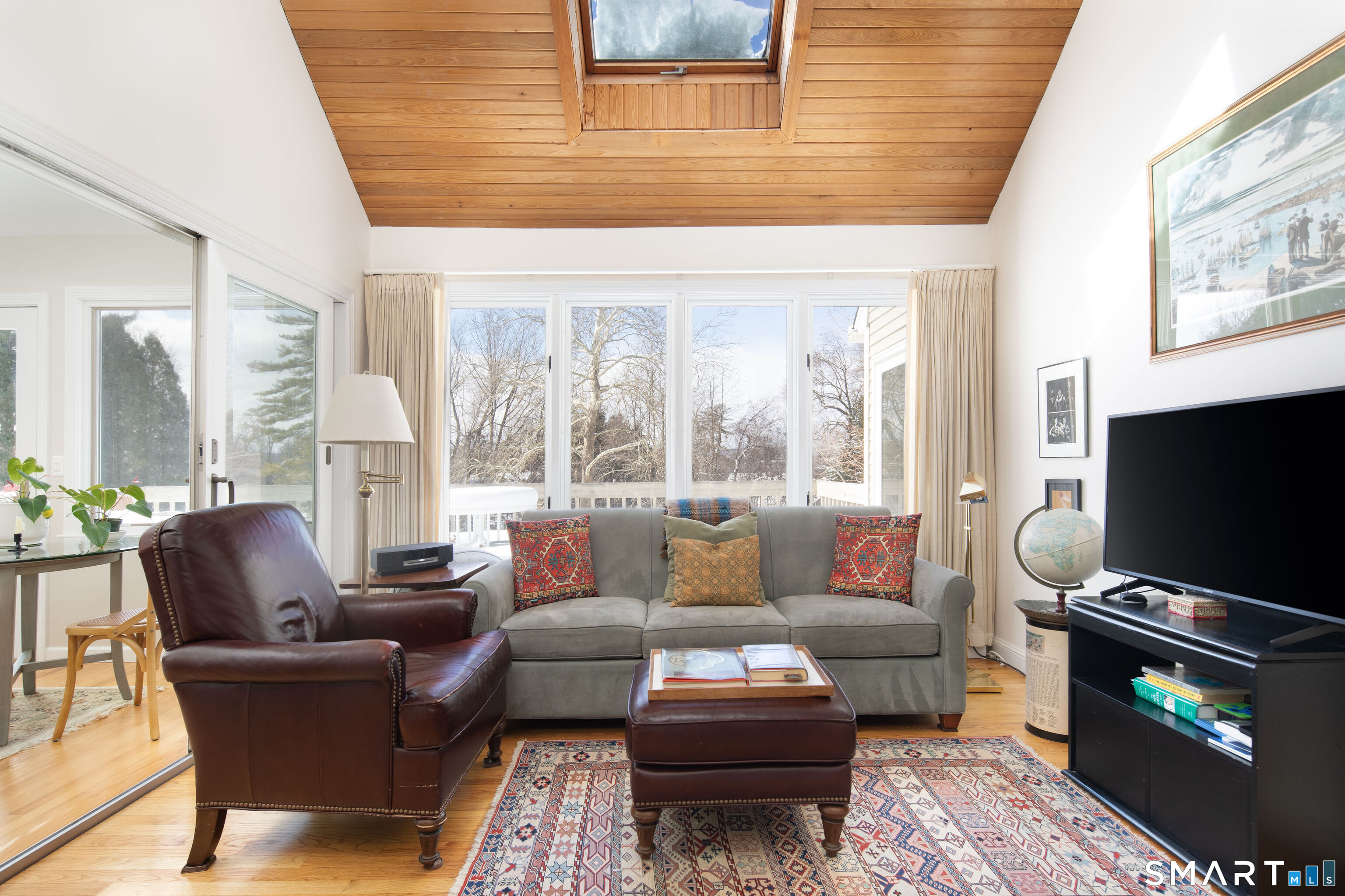 59 Cornwall Bridge Road Sharon, CT 06069 - Photo 8 of 26 a living room with furniture a flat screen tv and a fireplace