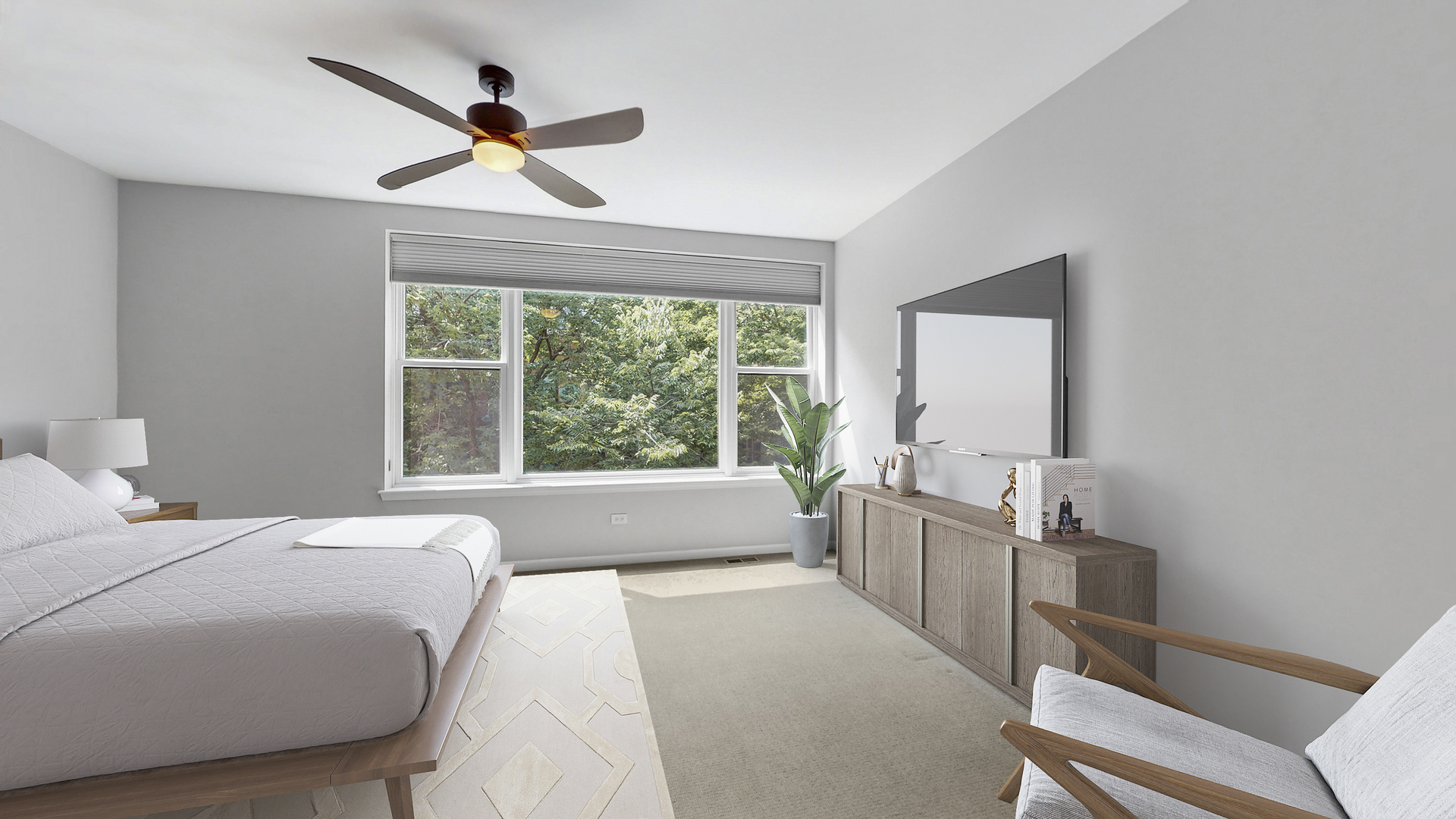 915 North Howe Street Chicago, IL 60610 - Photo 12 of 30 a spacious bedroom with a large bed and a chandelier