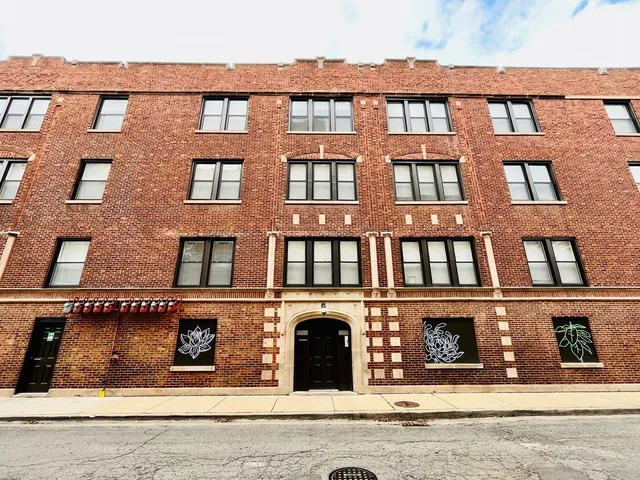 front view of a brick building