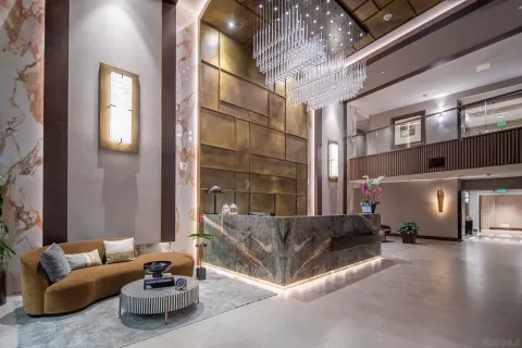 a view of a swimming pool with a lawn chairs