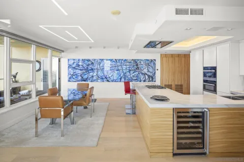 a living room with a couch and a table