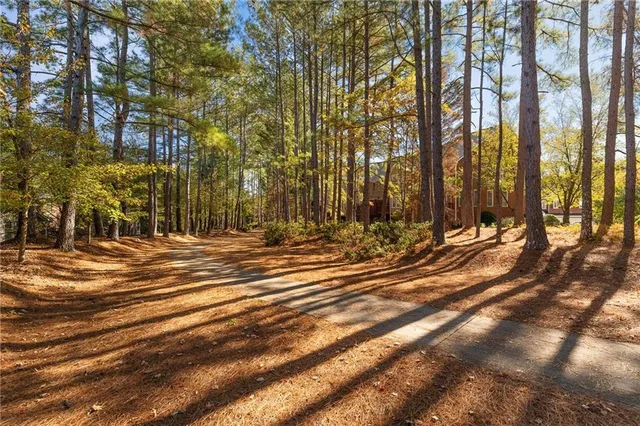 a view of a building with trees