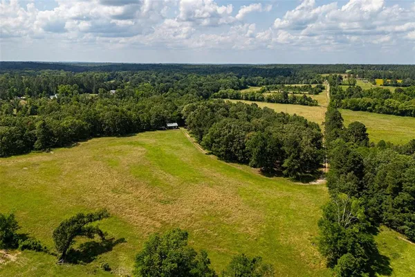 an aerial view of ocean with residential houses with outdoor space and trees