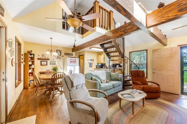 a living room with furniture