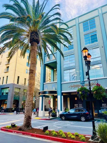 a front view of a building with street