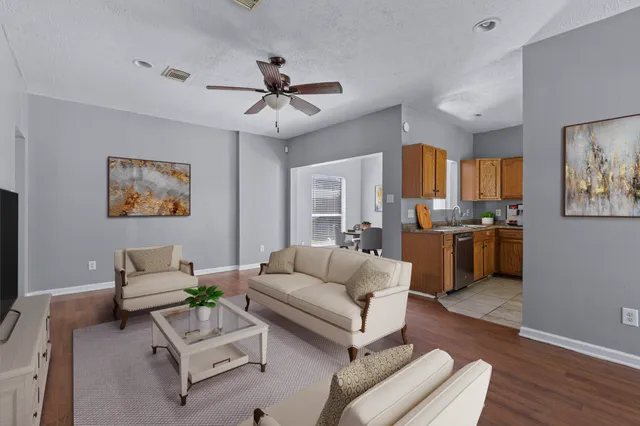 a living room with furniture