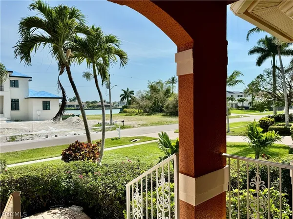 a view of a yard with an outdoor space