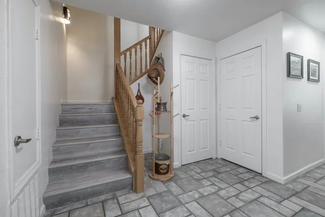 a view of an entryway with staircase