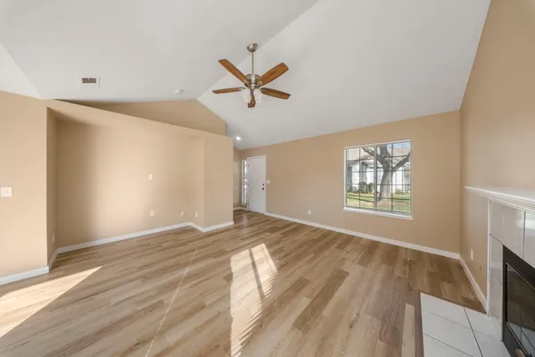 a view of a livingroom with a window