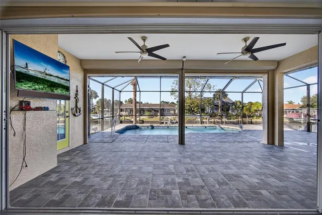 a view of hallway with livingroom