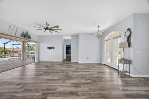 a view of a livingroom with a flat screen tv