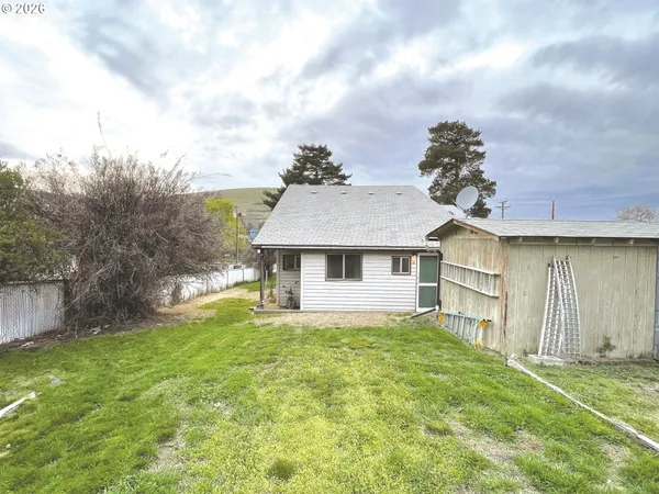 a view of a house with a big yard and a large tree