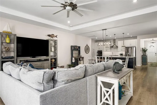 an aerial view of a house with a swimming pool