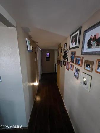 a view of a hallway with workspace
