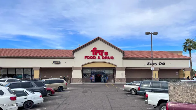 a front view of an building with street